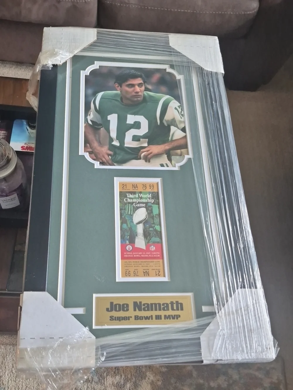 Joe Namath Super Bowl III MVP with Ticket From Super Bowl III